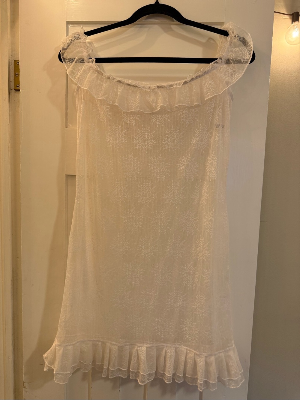 Sheer White Ruffled Slip Dress